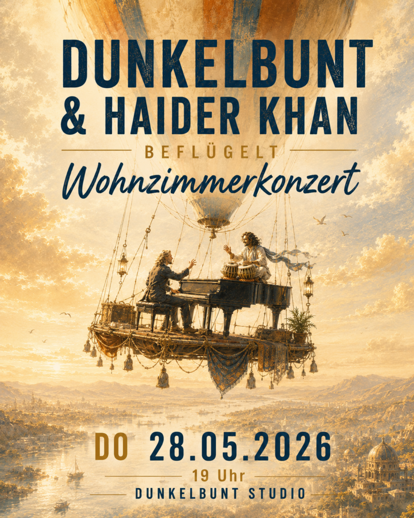 Wohnzimmerkonzert mit Dunkelbunt und Haider Khan im Wohnzimmer des Dunkelbunt Studios in Wien